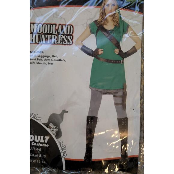 Woodland Huntress Adult Halloween Costume Robin Hood Zelda Size M 8-10 - Picture 4 of 6
